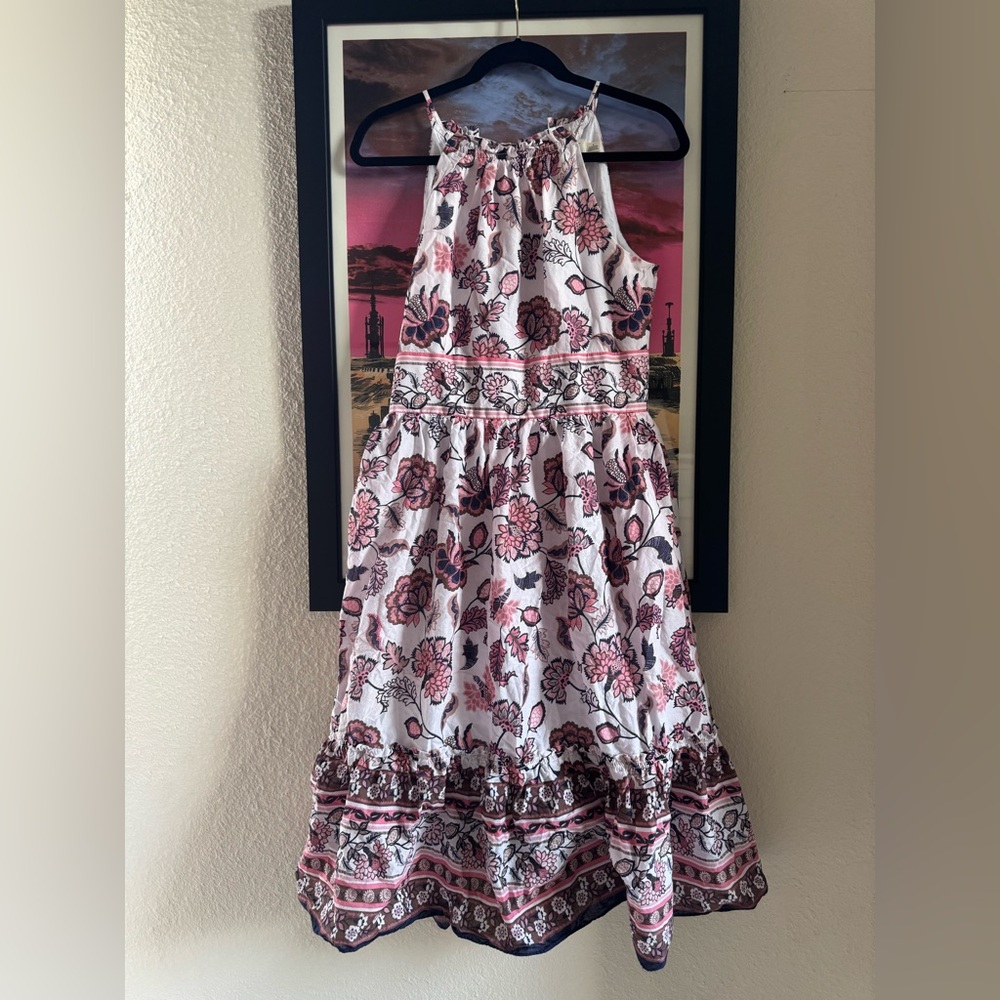 Pink & White Floral Eliza J Halter Midi Dress Size 8